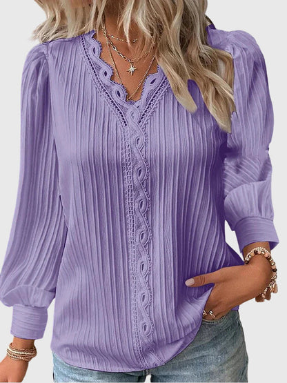 Celeste Guipure Lace V-Neck Blouse