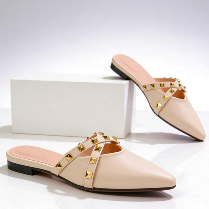 Rockstud Studded Crossover Mule — Sleek, Embellished Slip-On