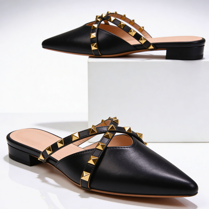 Rockstud Studded Crossover Mule — Sleek, Embellished Slip-On