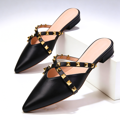 Rockstud Studded Crossover Mule — Sleek, Embellished Slip-On