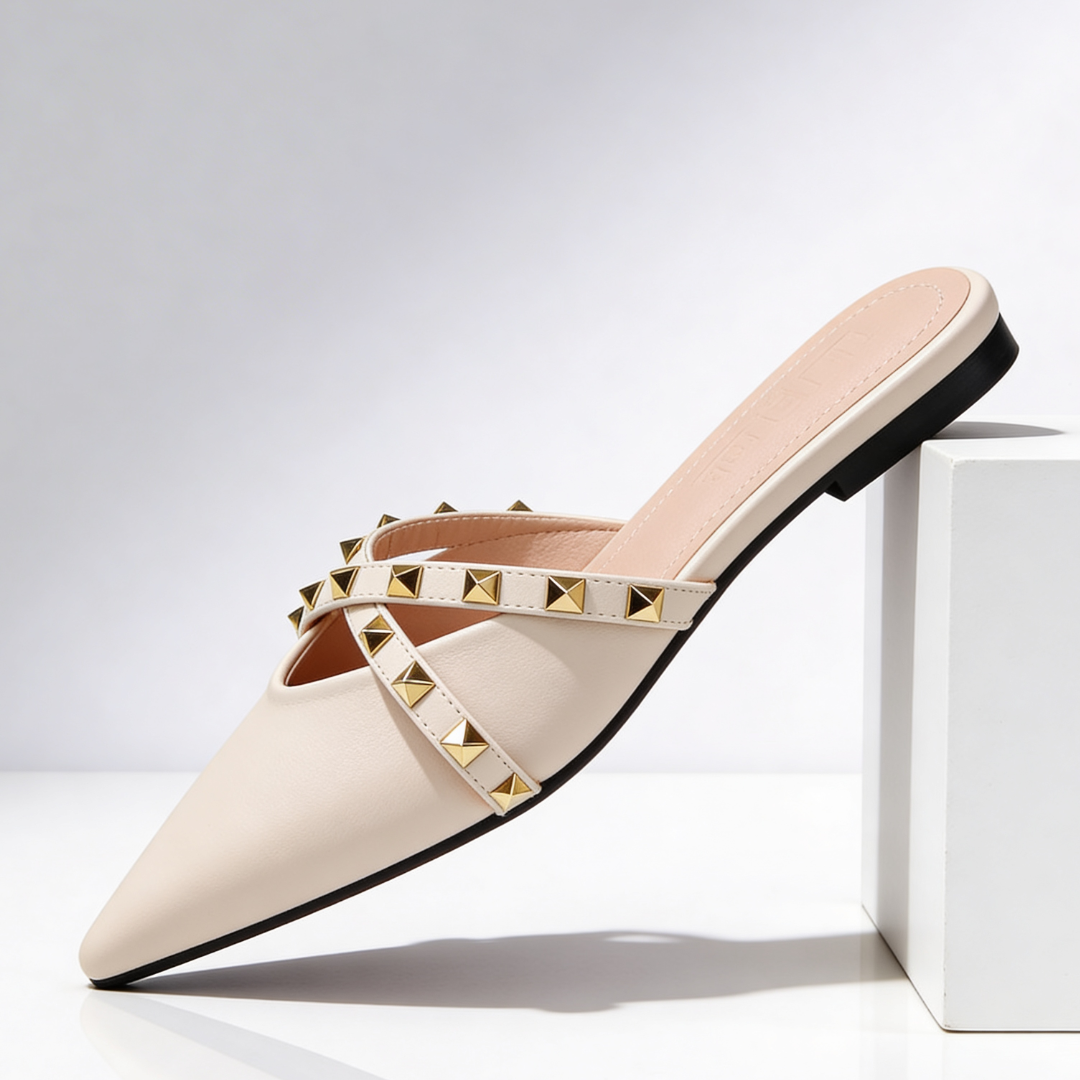 Rockstud Studded Crossover Mule — Sleek, Embellished Slip-On