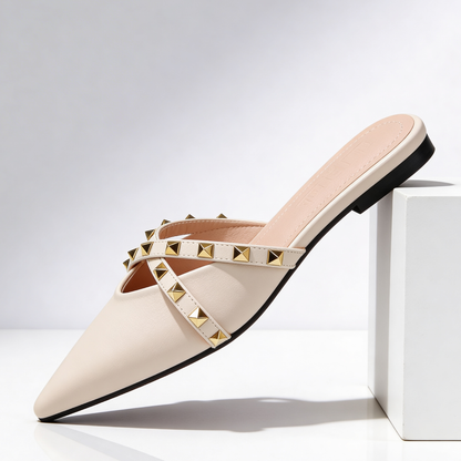 Rockstud Studded Crossover Mule — Sleek, Embellished Slip-On