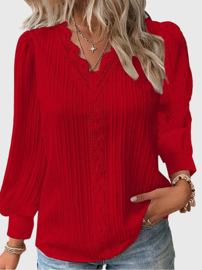 Celeste Guipure Lace V-Neck Blouse
