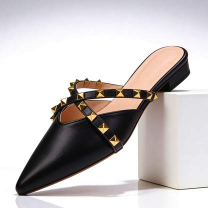 Rockstud Studded Crossover Mule — Sleek, Embellished Slip-On