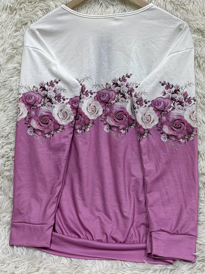 Cozy Rosewood Garden Ombré Knit Pullover