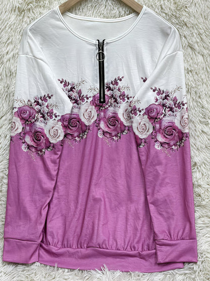 Cozy Rosewood Garden Ombré Knit Pullover