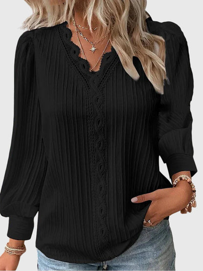 Celeste Guipure Lace V-Neck Blouse