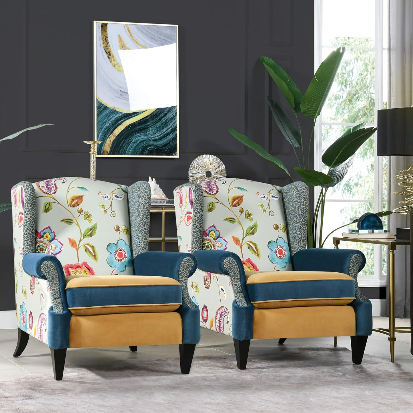 Anya Boho Chic Wingback Accent Chair