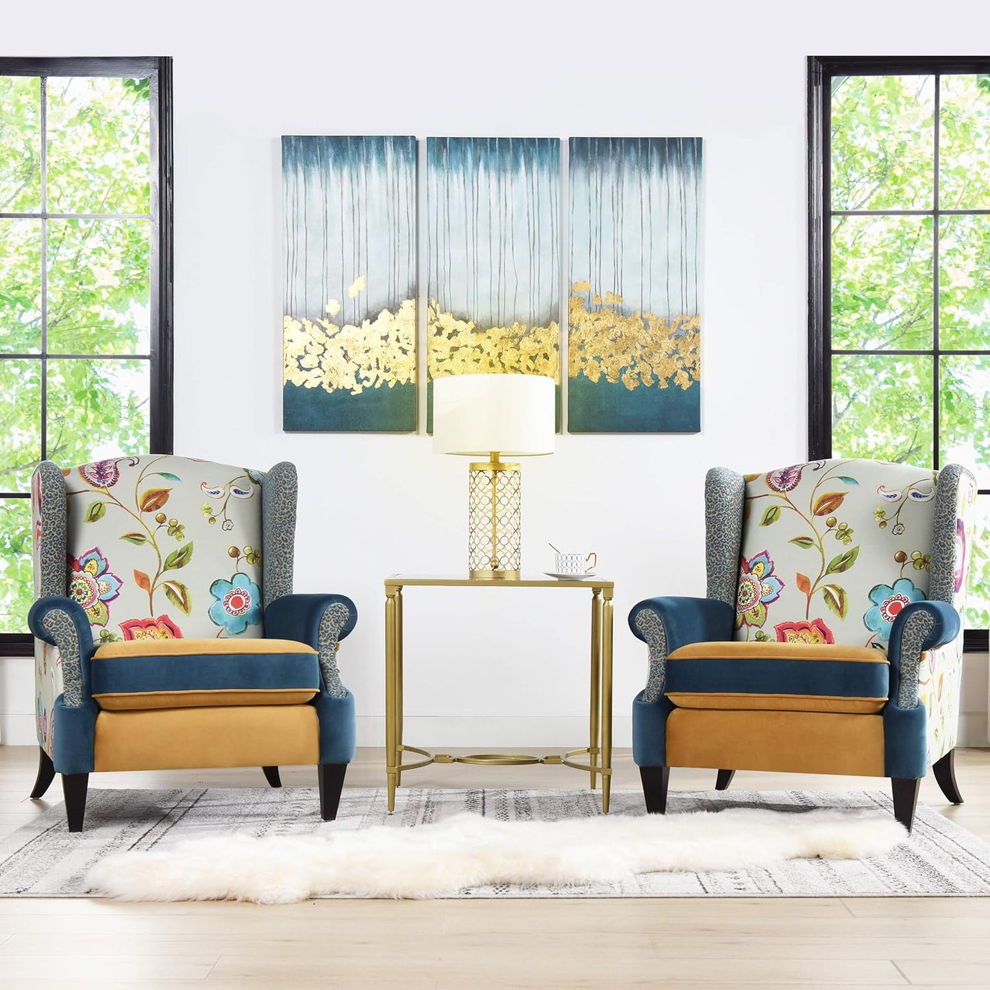 Anya Boho Chic Wingback Accent Chair