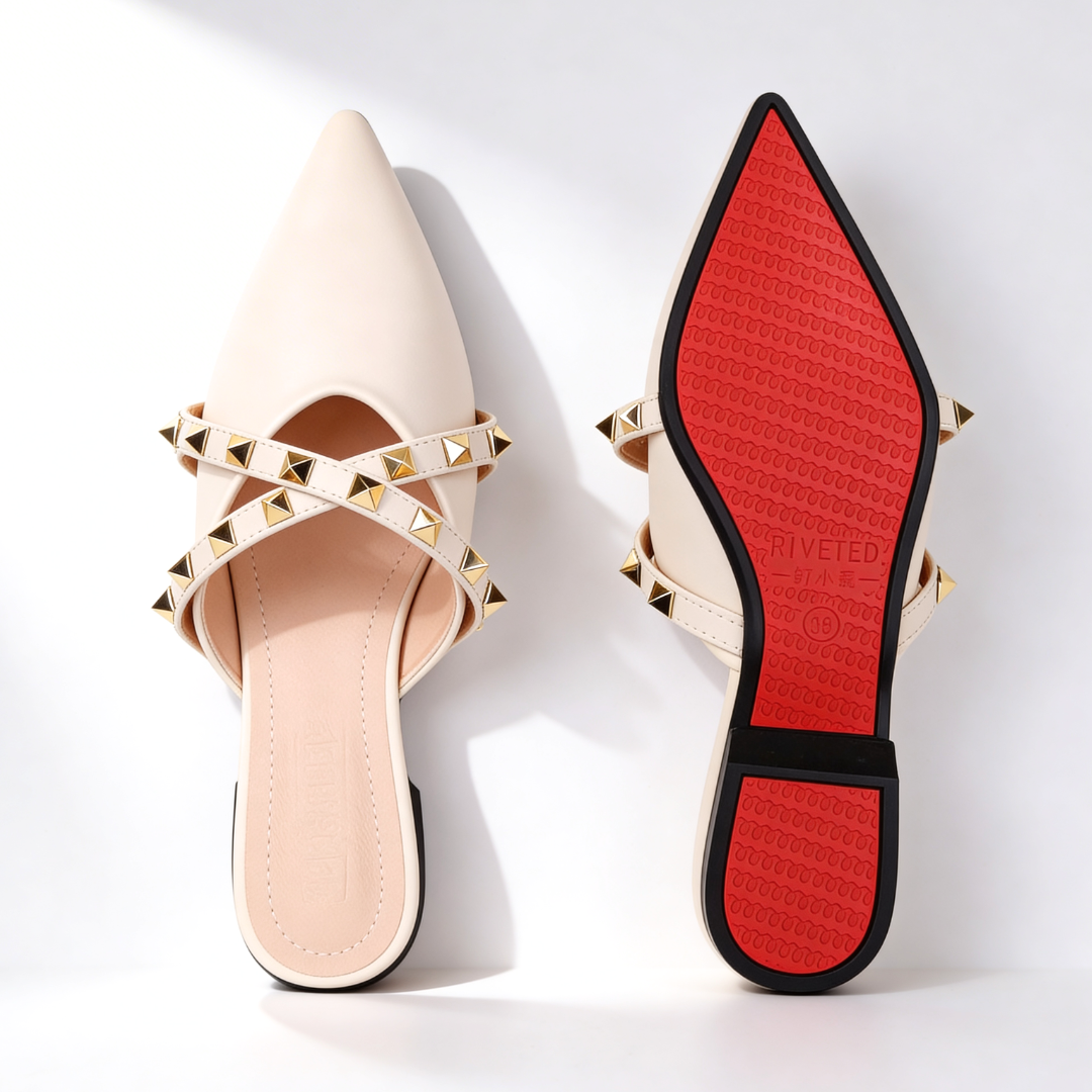 Rockstud Studded Crossover Mule — Sleek, Embellished Slip-On