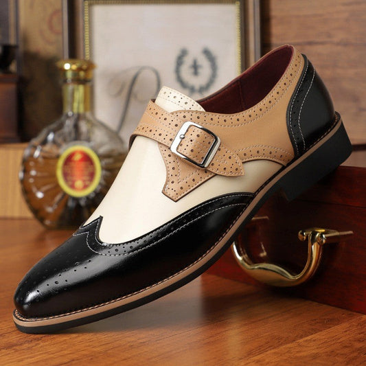 Bespoke Tri-Color Single-Monk Strap Shoes