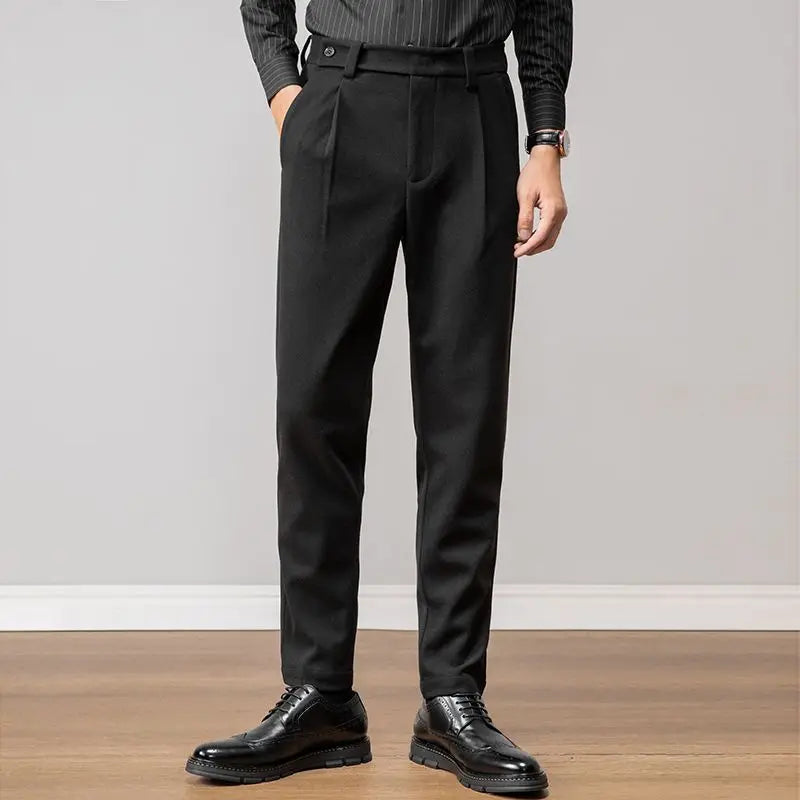 Men's Executive Pleated Dress Trousers - Premium Tailored Fit