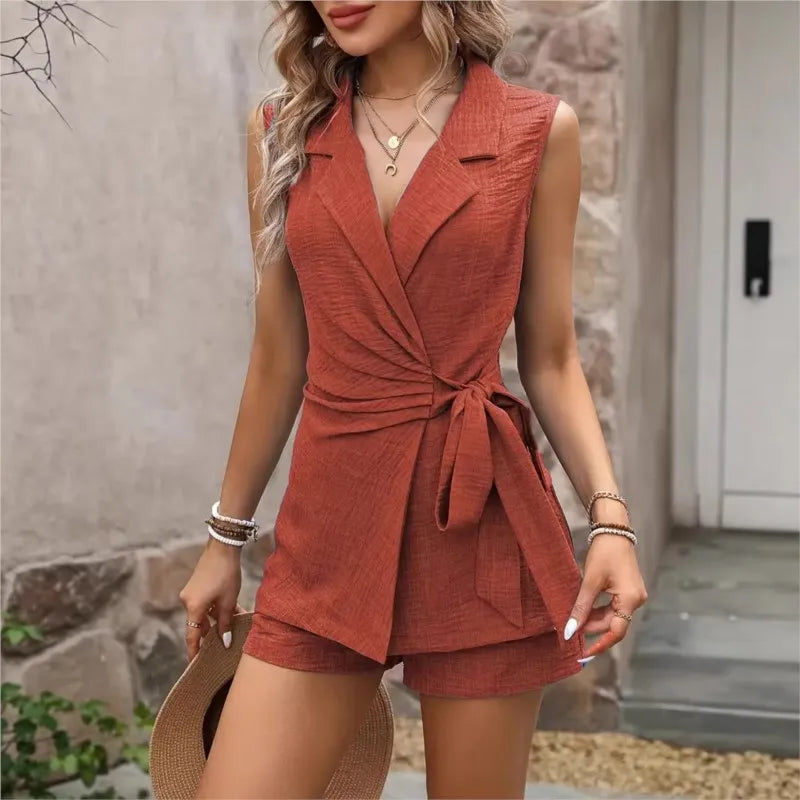 Villa Rosa Wrap Vest Set — Effortless Chic with Cozy Comfort