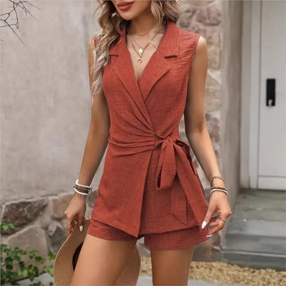 Villa Rosa Wrap Vest Set — Effortless Chic with Cozy Comfort